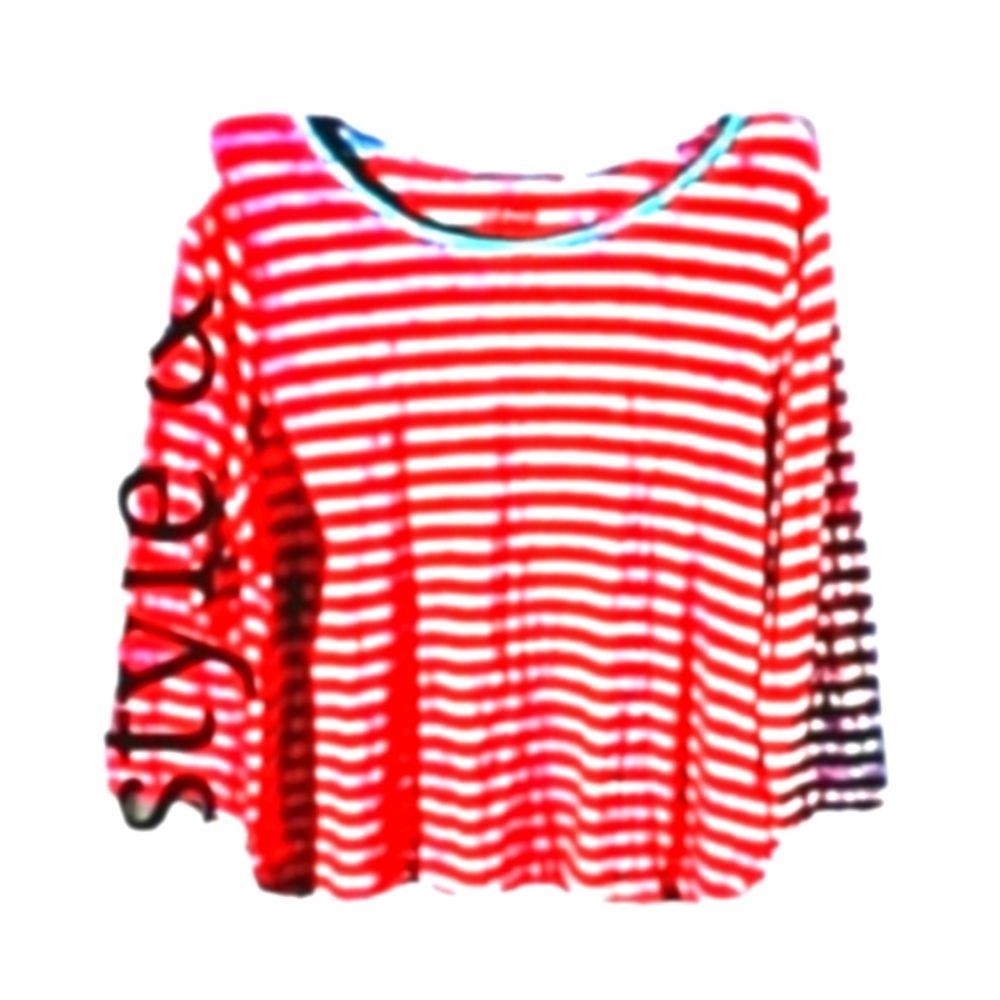 𝅺Style & Co Lg Red And White Striped Long Sleeve Tee